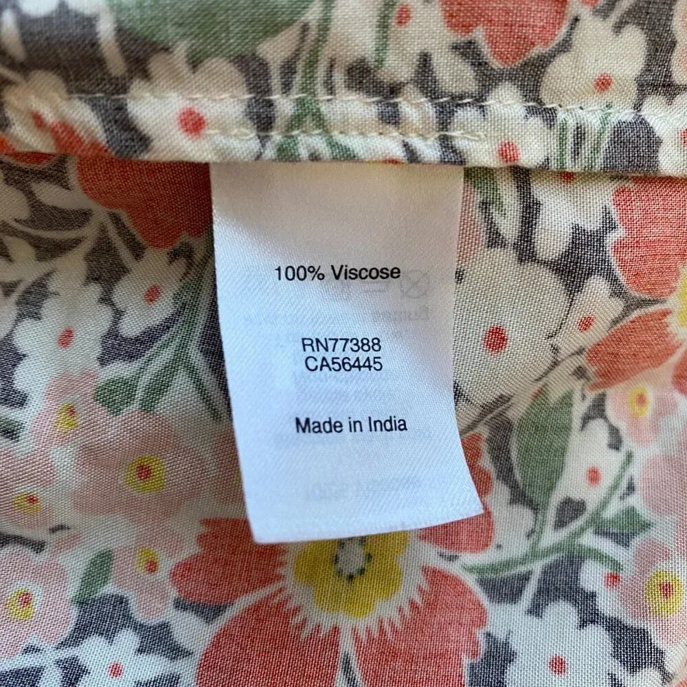 J.Crew Mercantile Short Sleeve Floral Midi Wrap Dress Women's XS Orange V-Neck - Image 13