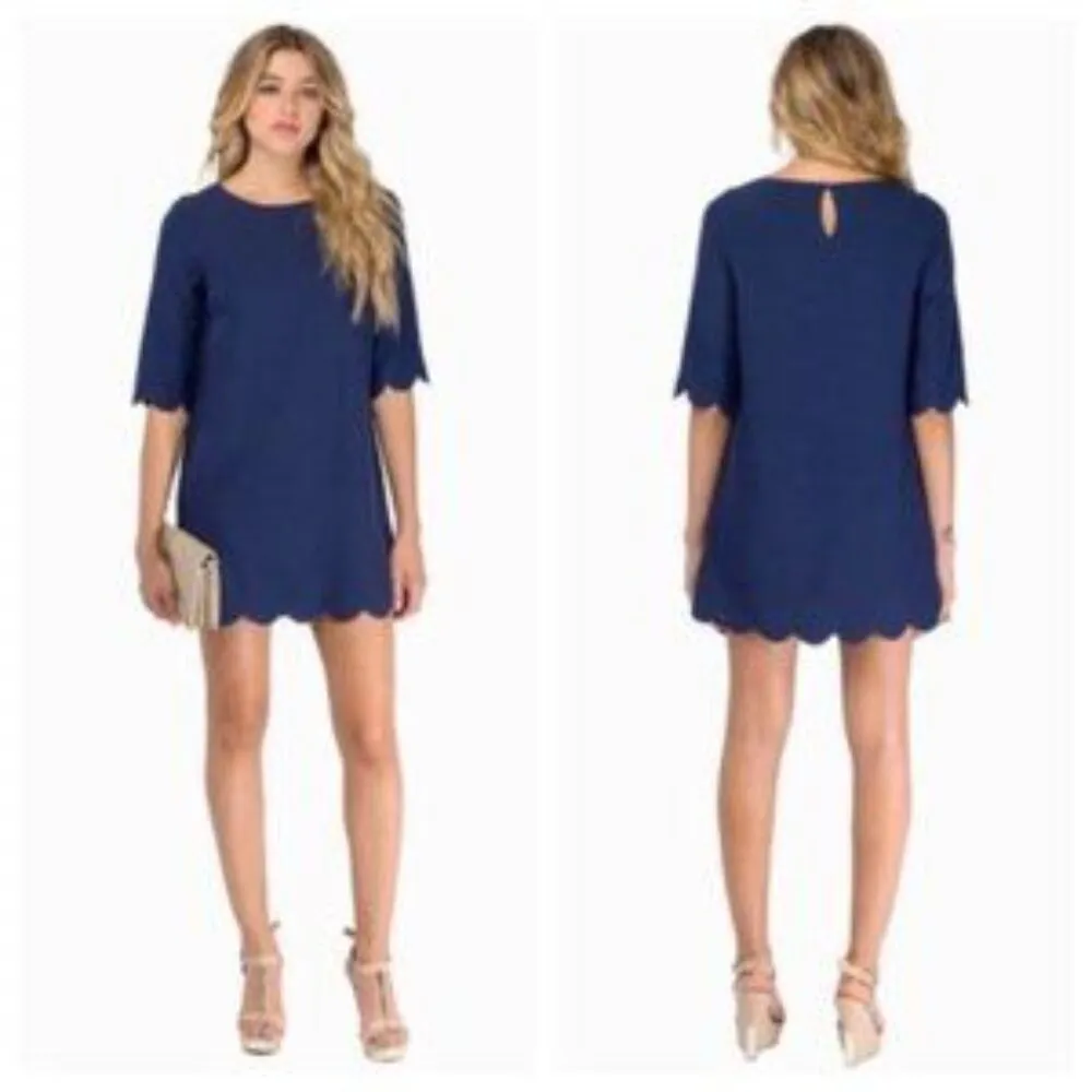 Tobi Sweetly Scalloped Shift Mini Dress | 3/4 Sleeve Scallop Mini Shift Dress - Image 15
