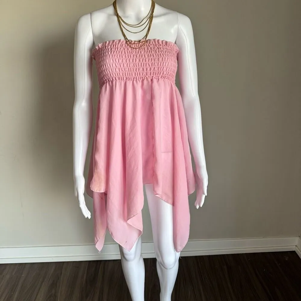 Fairy Core Pink Strapless Dress Size M Pink - Image 2