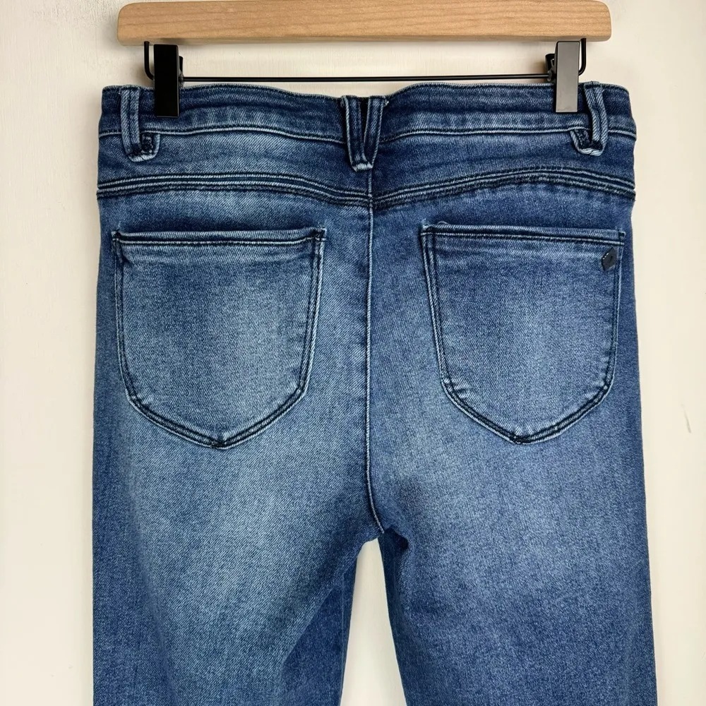 Democracy Ab Solution Straight Leg Jeans Sz 8 Dark Wash Raw Hem Stretch Denim - Image 11