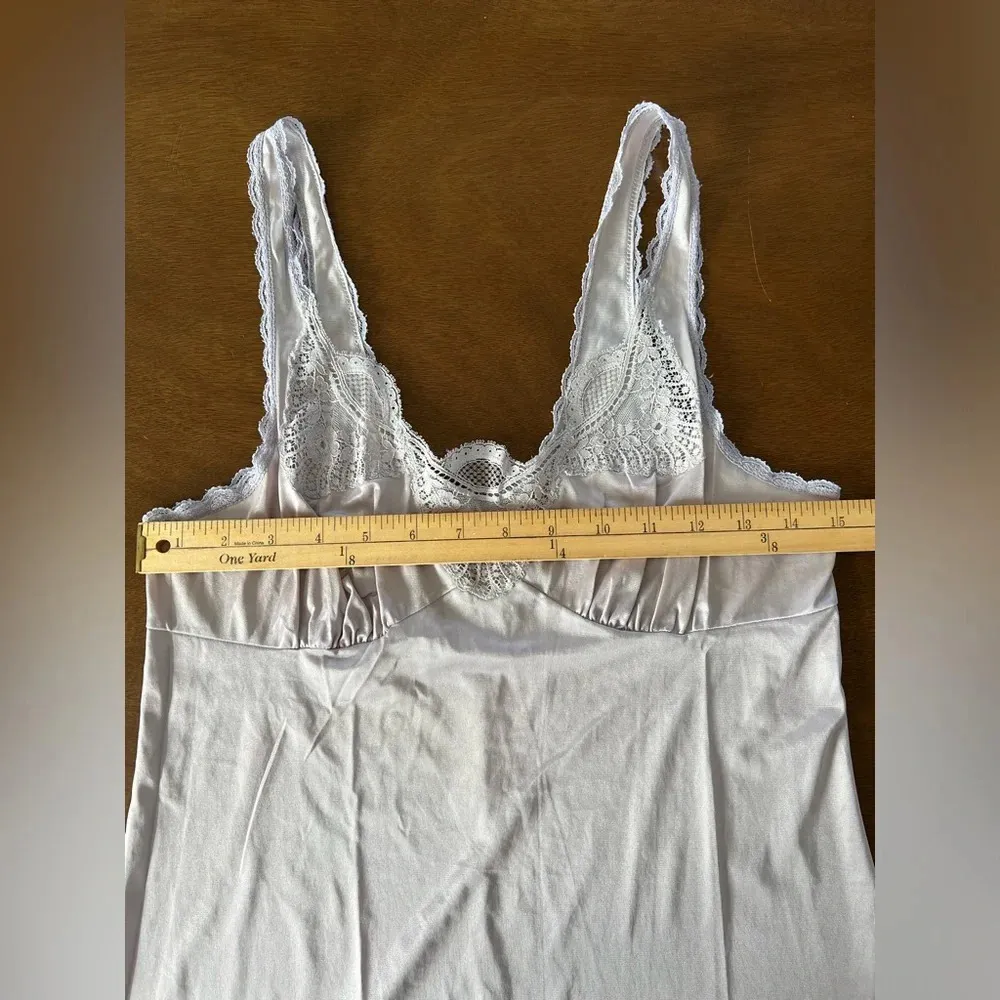 Women’s Vintage KAYSER Lavender Full Slip Dress Silky Nylon Lace Trim Sz 34 PJs Purple - Image 3