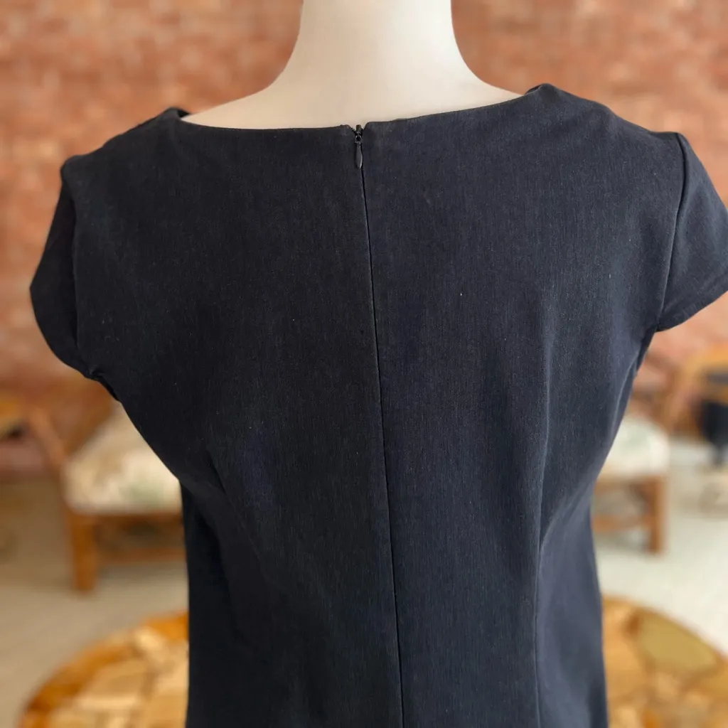 Dressbarn Dress Denim Mini Sheath Black Embellished Cap Sleeve 8 - Image 9