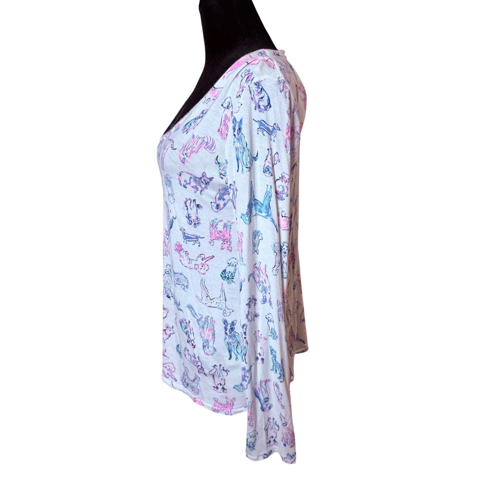 Lilly Pulitzer Dog Print Pajama Top Size S Long Sleeve Loungewear Animal Pattern - Image 5