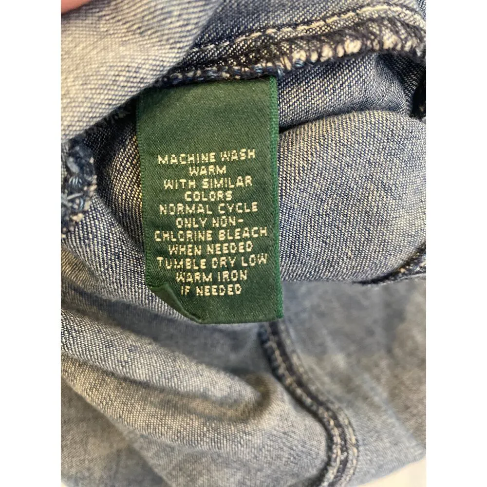 LRL Vintage Sleeveless Nautical Denim Dress Fit & Flare Lace Up Front EUC Sz 8 Blue - Image 14