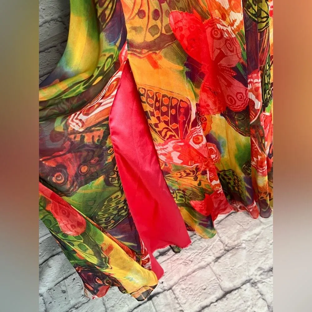 Frenchy by Heather French Henry Colorful Boho Strapless Chiffon Maxi Gown Pink Size 8 - Image 10