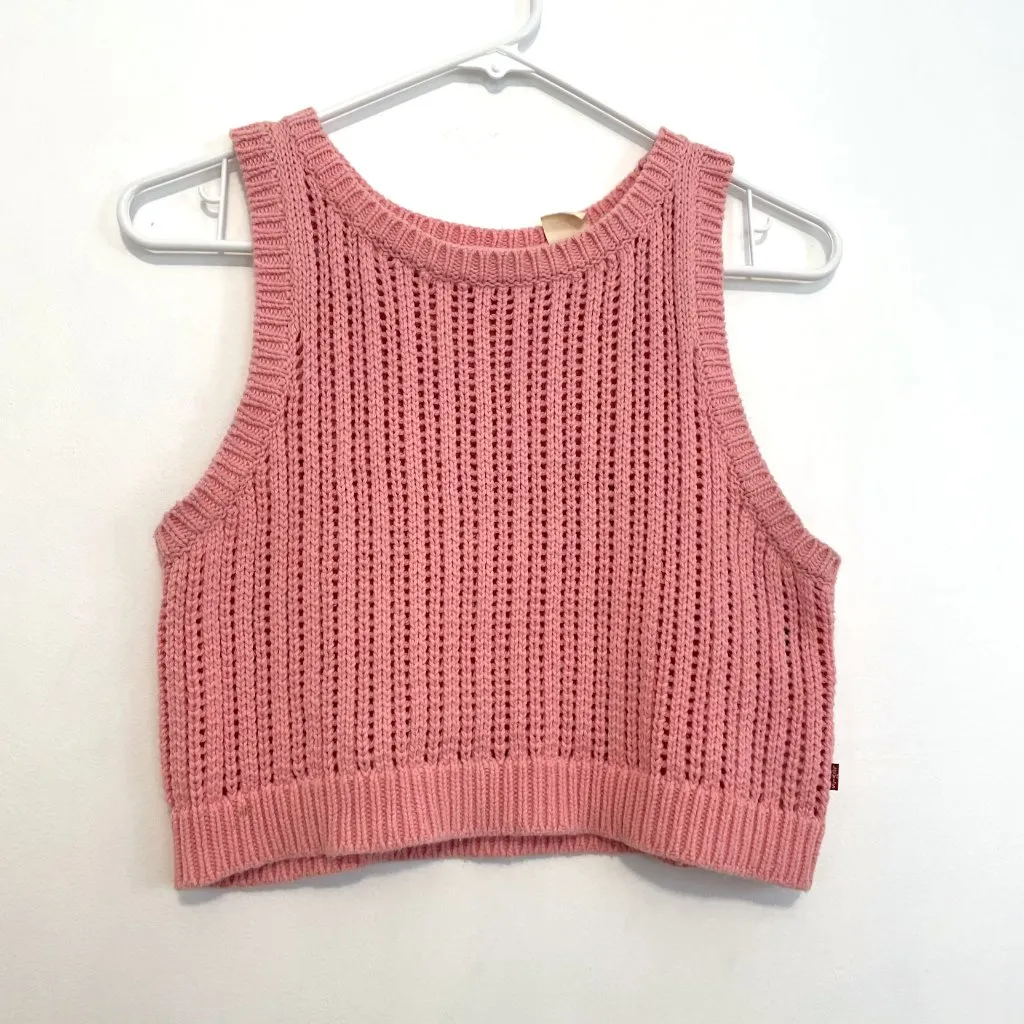 LEVI'S LEVIS Baby Blue Sweater Vest PINK COLOR Sleeveless Cotton Crop Top Tank - Image 2