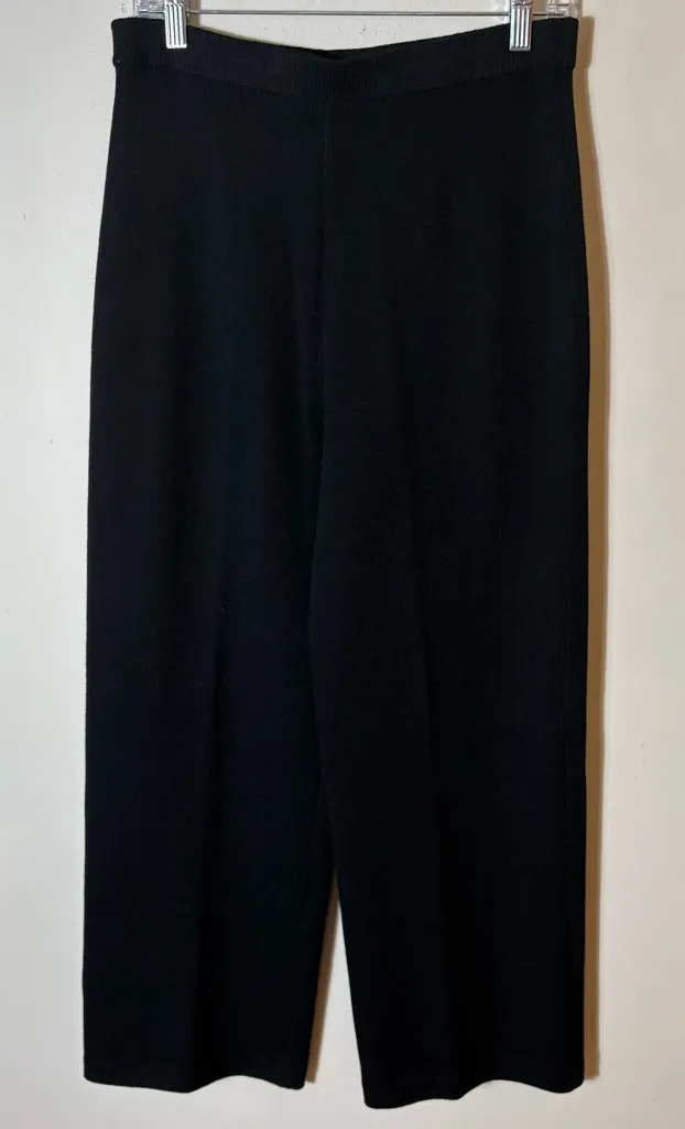 St. John Basics Black Santana Knit Wide Leg Pants Size 8 – Vintage 2002 - Image 1