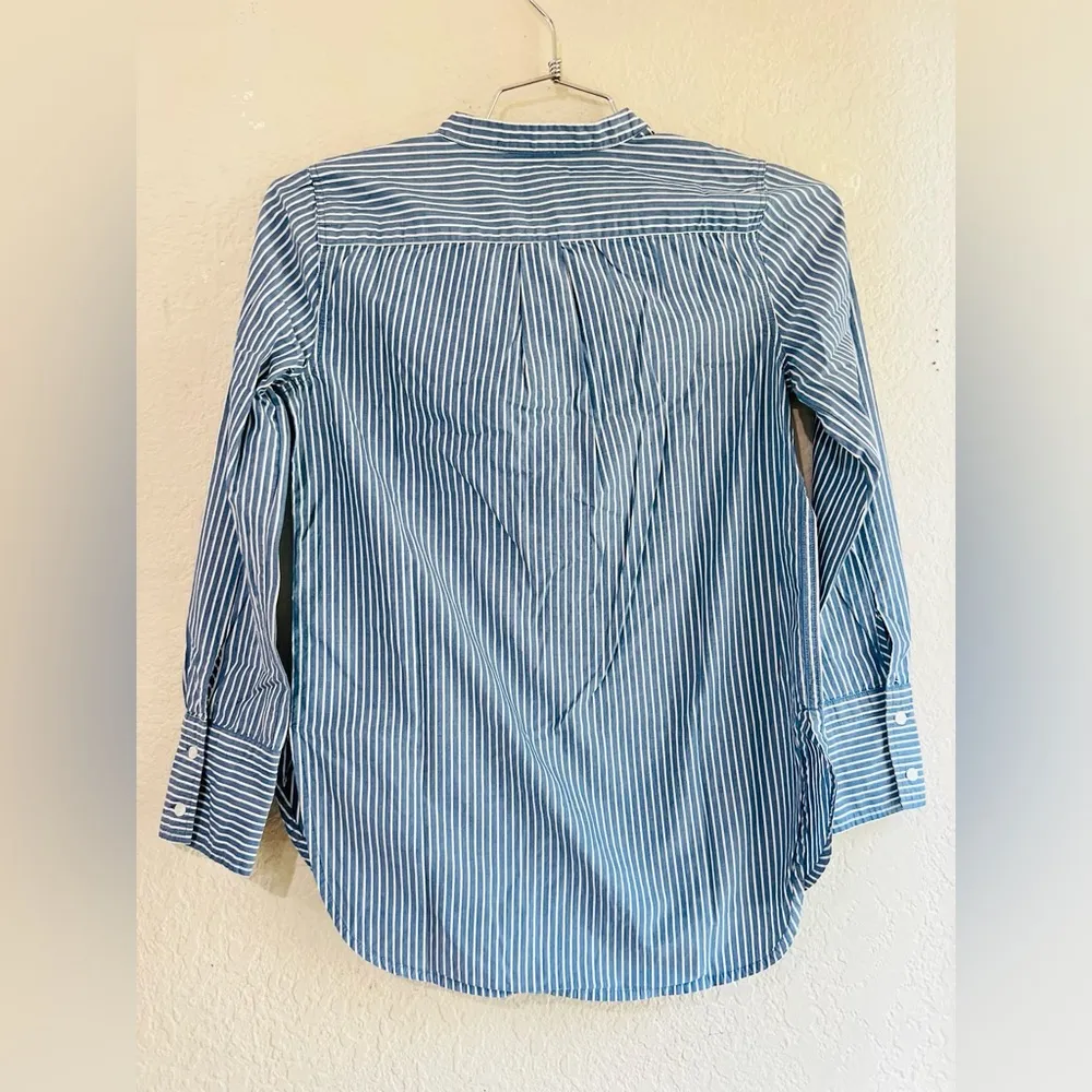 Madewell bandcollar tunic in stripe blue size XS 18” pit to pit 100% cotton - Image 8