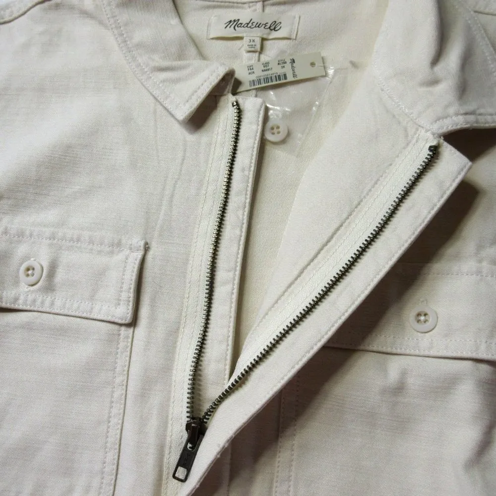NWT Madewell Garment Dyed Zip Pocket Coverall in Antique Cream Jumpsuit 3X - Image 6