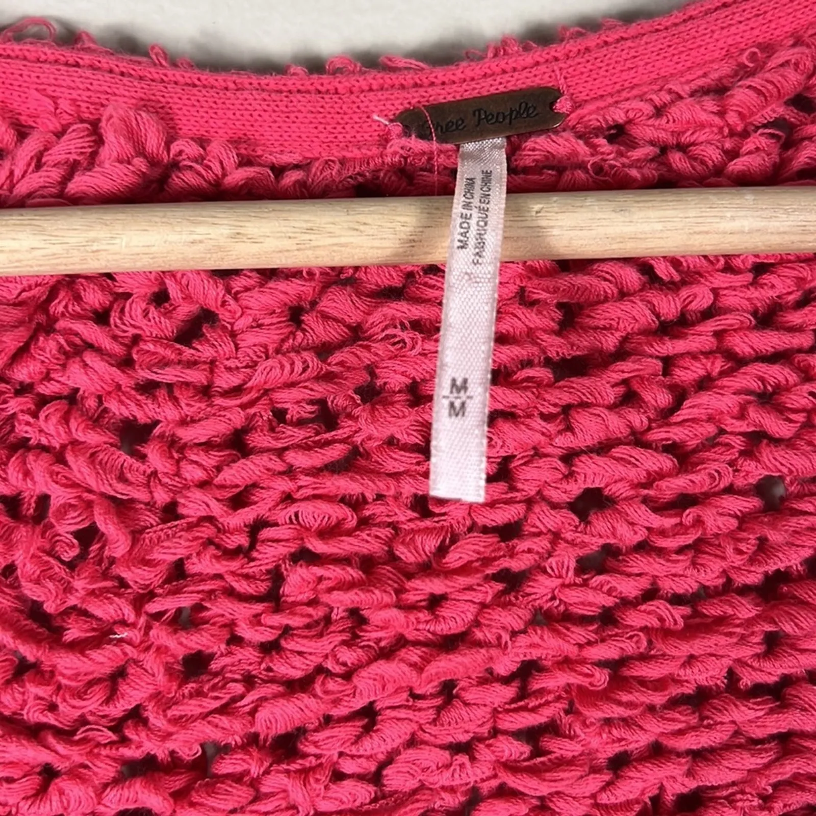 Free People Sand Dune Pullover Sweater Womens M Pink Fuzzy Cropped Slouchy Boho - Image 5