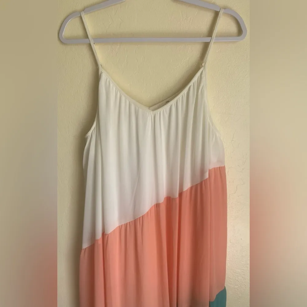 ENTRO Colorblock Tiered Sleeveless Maxi Dress L Colorful Flowy Cruise Festival - Image 5