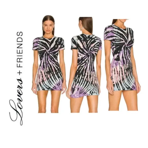 Lovers + Friends $158 Gigi Bodycon Mini Dress Reverse TieDye Ribbed Knit Stretch - Image 10