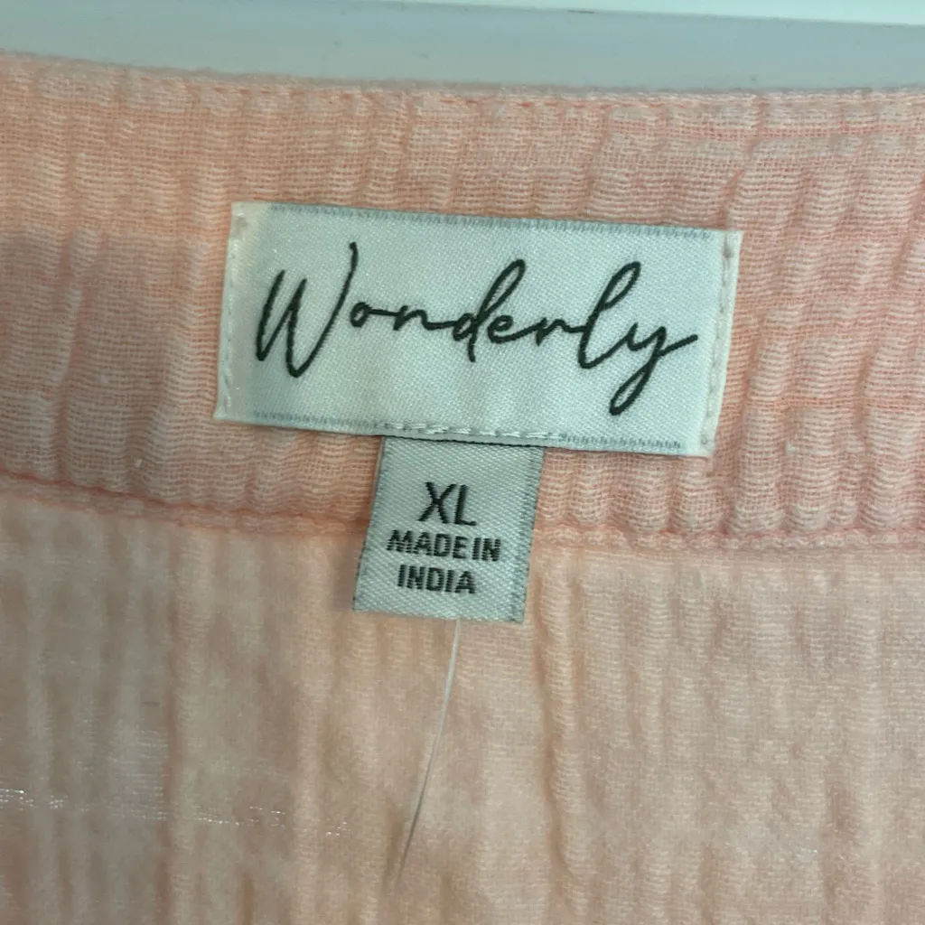 Wonderly Gauze Cotton V Neck Dress Cover Up Beach Resort Wear Peach XL - Image 7