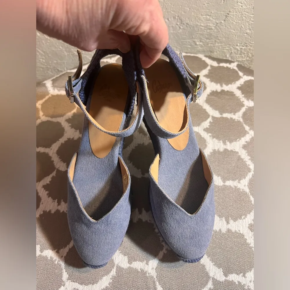 Castaner Blue Denim Espadrille Wedge Shoes made in Spain summer business casual Size 7 - Image 14