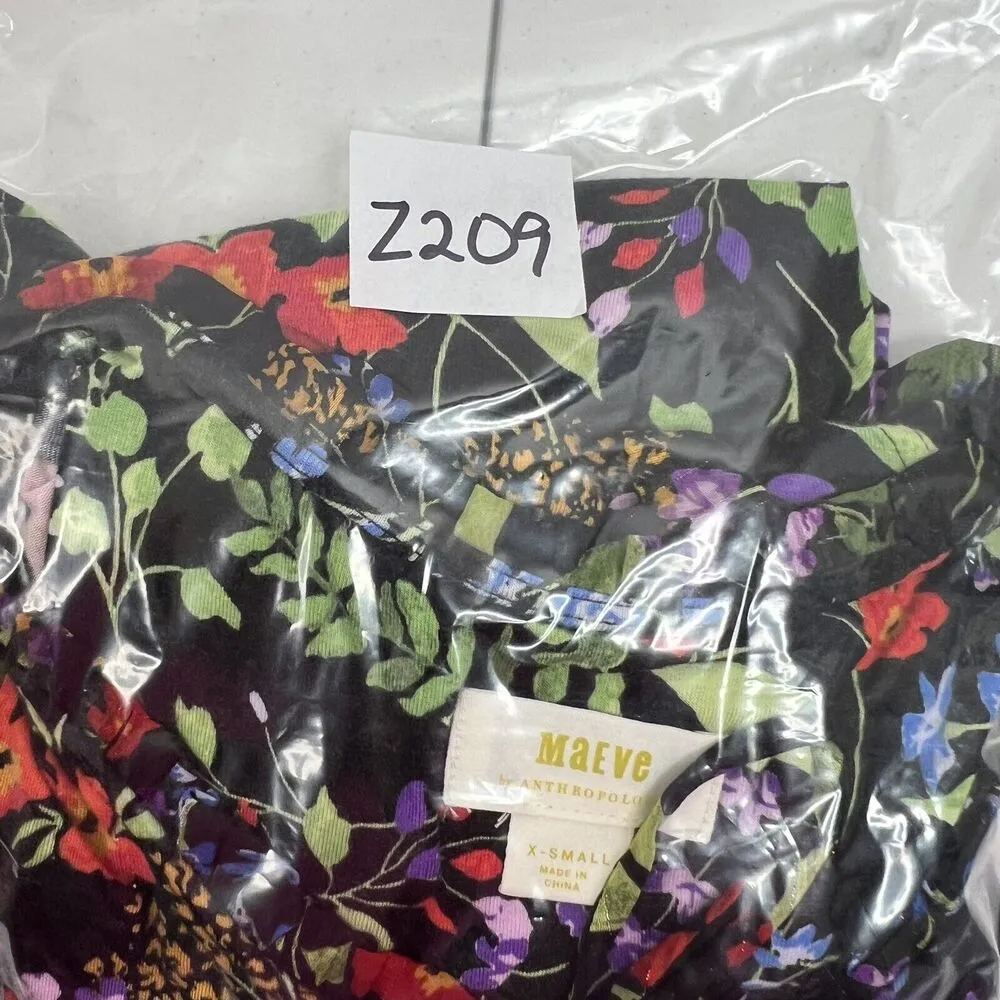 Anthropologie Maeve XS Jacquin Peasant Blouse Black Floral Ruffle Sheer Sleeve - Image 11