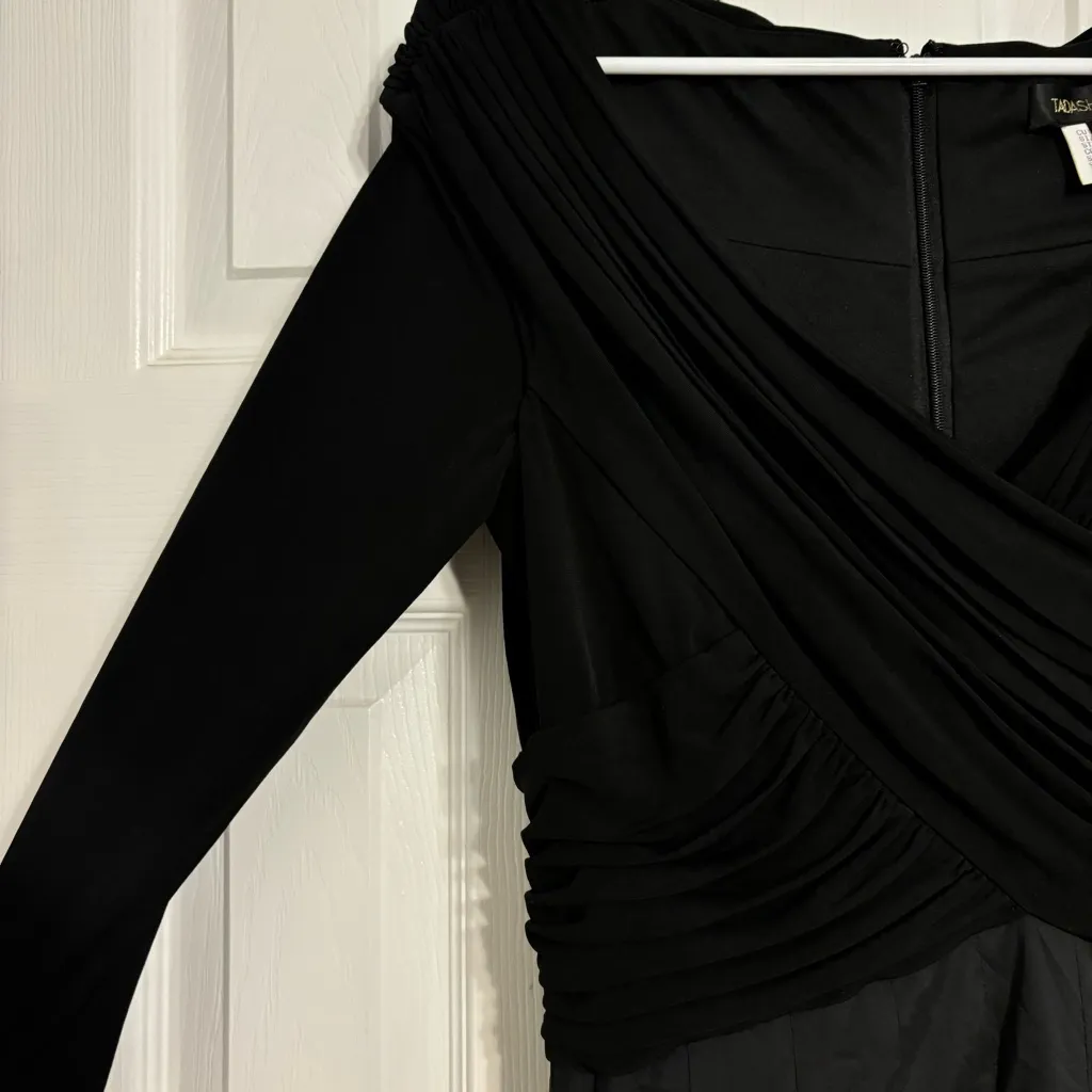 Tadashi Shoji Black Silk Blend Taffeta Skirt Fit Flare Dress - Image 8