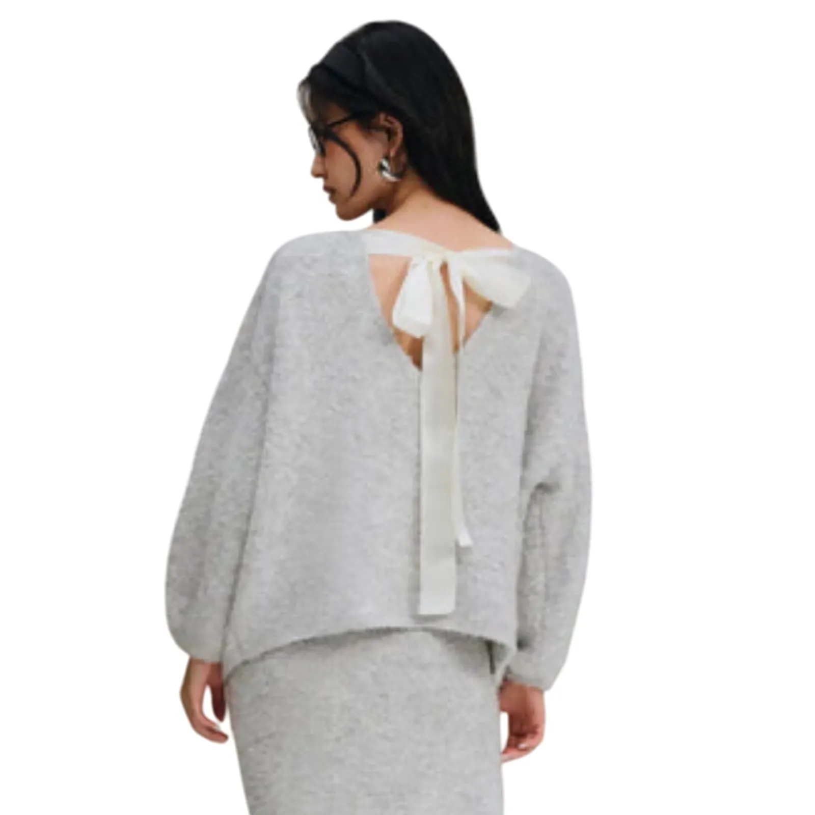 NWT FOR LOVE AND LEMONS Women’s Eisley Oversized Bow Tie Sweater - Image 2