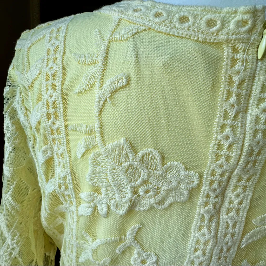 Chic Butter Yellow Lacey Midi Dress Lacey Boho Chic Feminine Girly Vacation Vibe Size undefined - Image 7