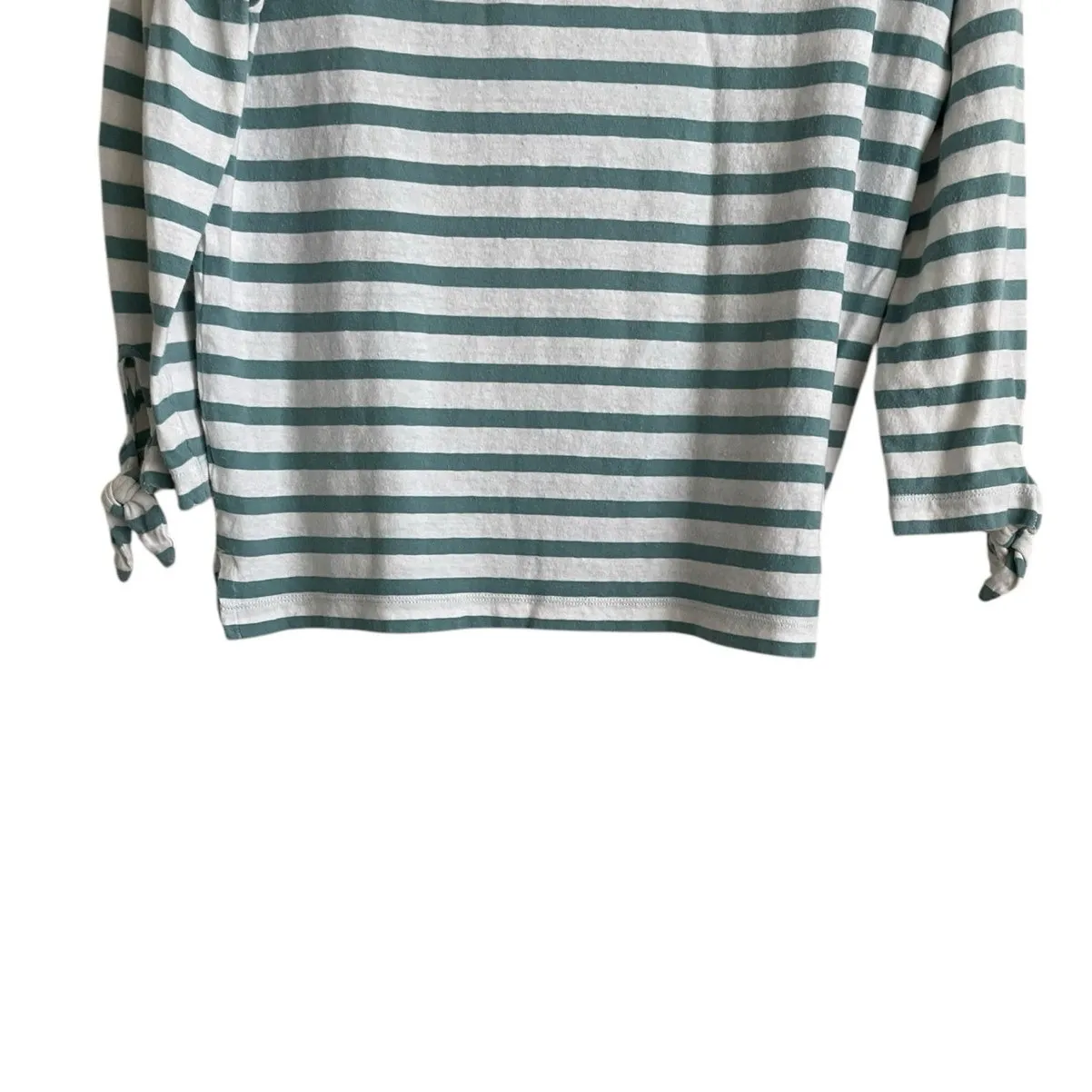 Madewell Women‎ Cropped Top S Green Striped Nautical Coastal Beachy Comfy Vacay - Image 5