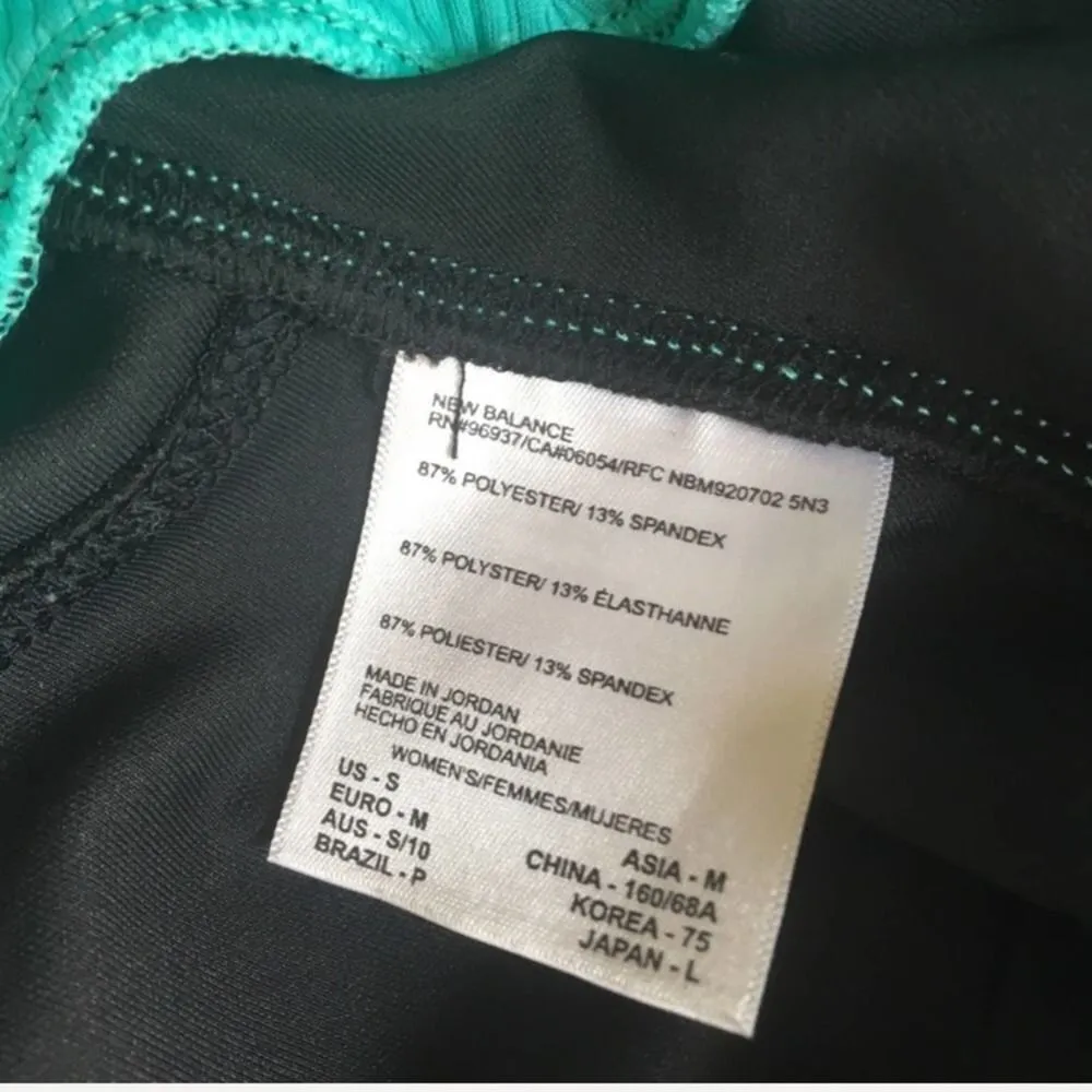 New Balance Black Teal Workout Crop Capri Pants Small Lightning Dry Gym Capris - Image 5