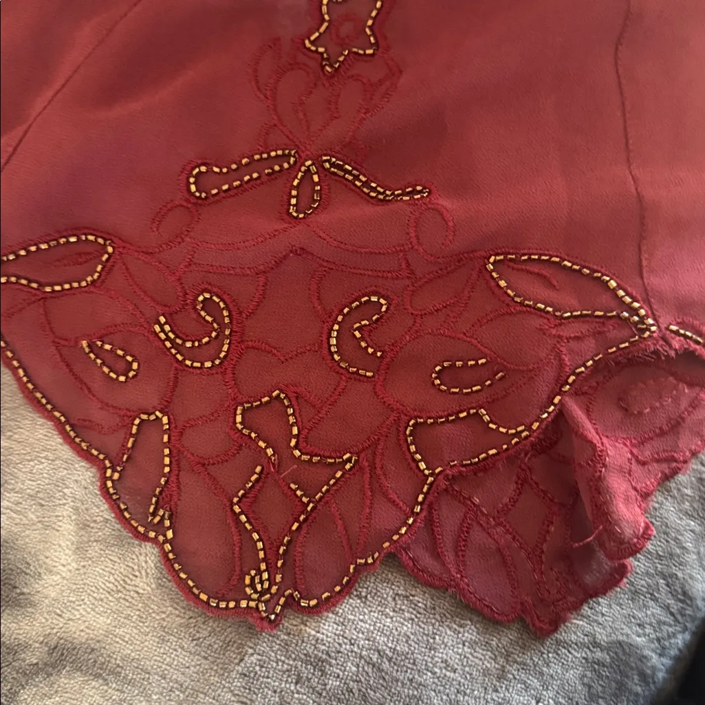 FREE PEOPLE Burgundy Sheer Slip Dress Size small with under slip - Image 10