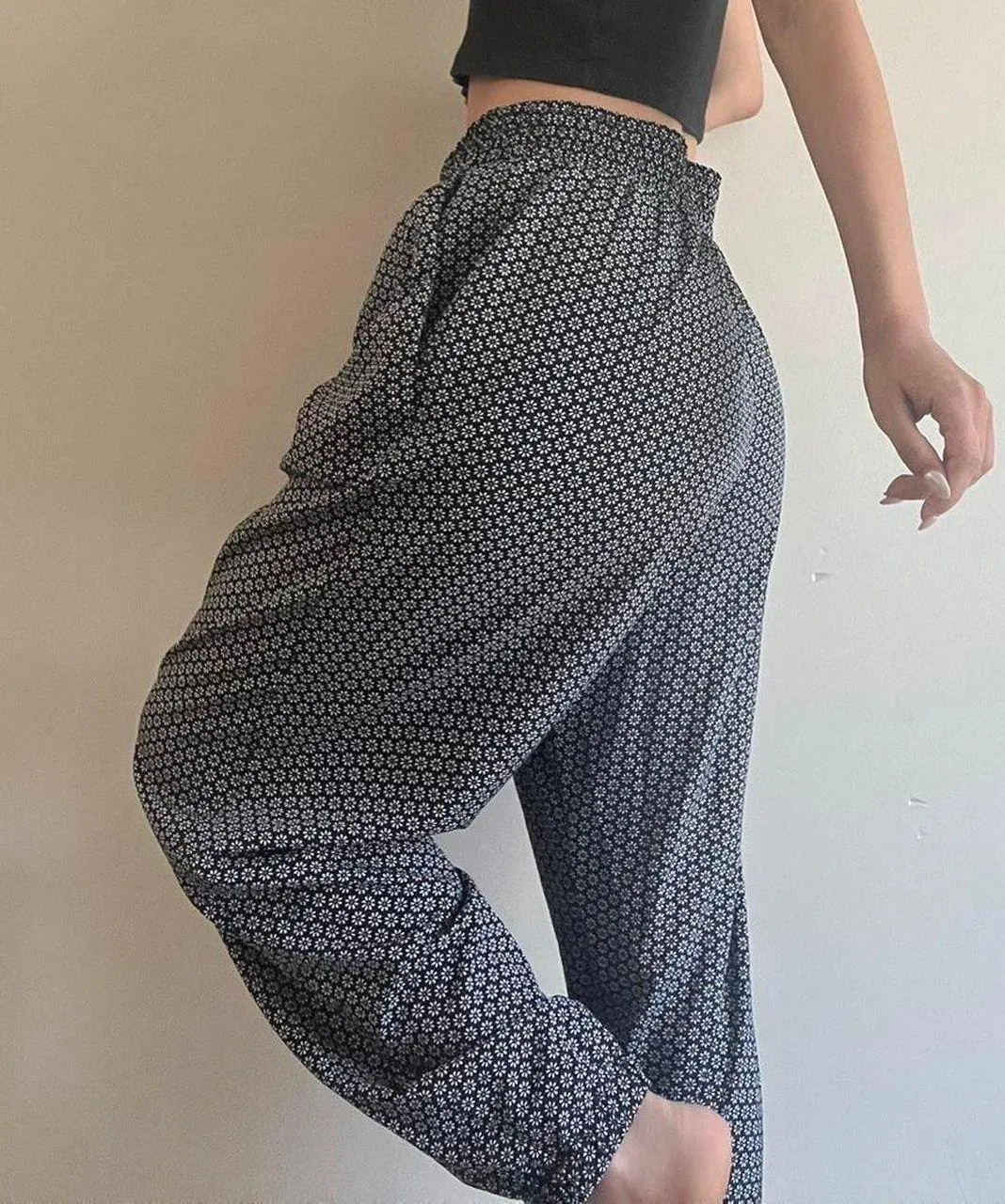 Black White Printed Floral Geo - Image 2