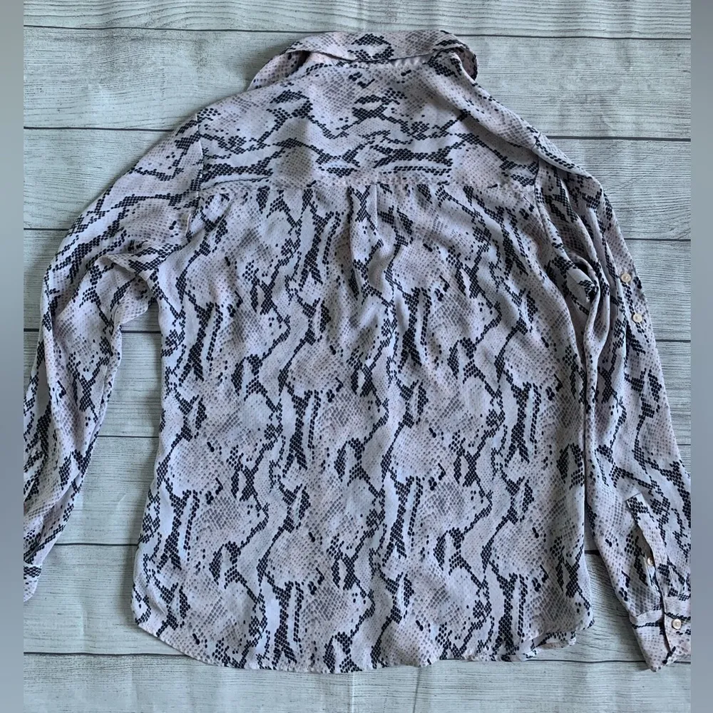 Express Portofino Snakeprint Long Sleeve Button Down Blouse - Image 3