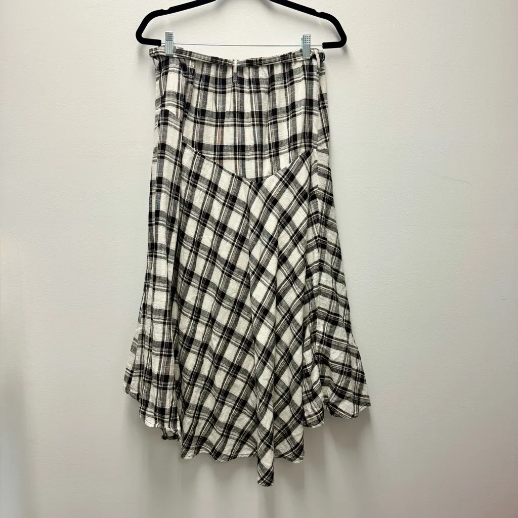 Free People After You Plaid Maxi Skirt, Black & White | Size Small - Image 4