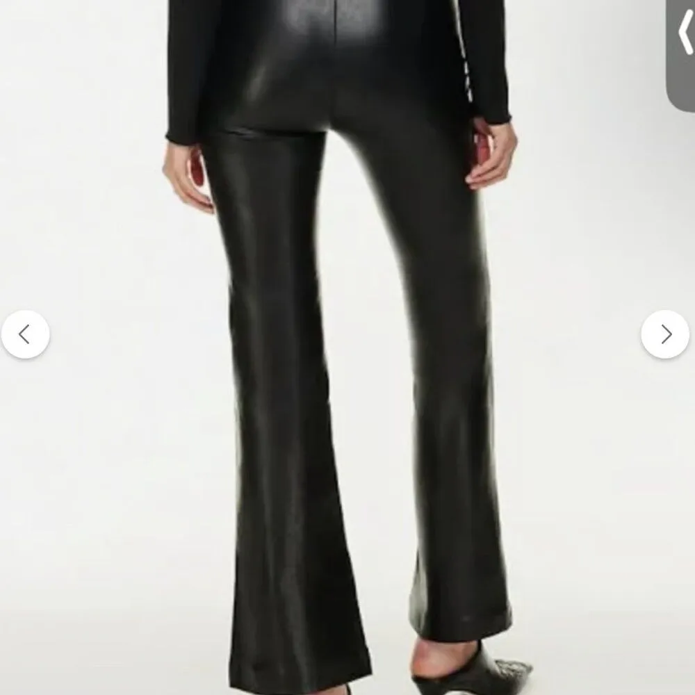 Aritzia Wilfred Faux Leather High Waisted Crop Bootcut Flare Pants Size 4 Black - Image 2