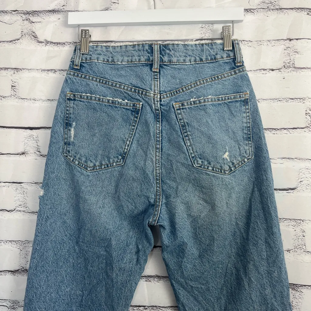 ZARA Mom Boyfriend Jeans High Rise Distressed Blue Women’s 26 Casual Denim Y2K - Image 9