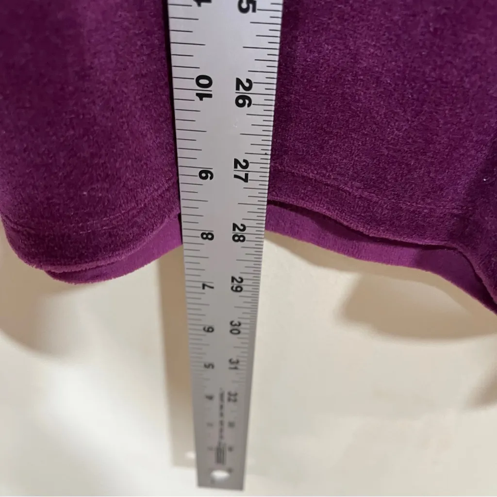 EUC Eileen Fisher Funnel Neck Box Top Purple Velour Velvet Long Sleeve L - Image 5