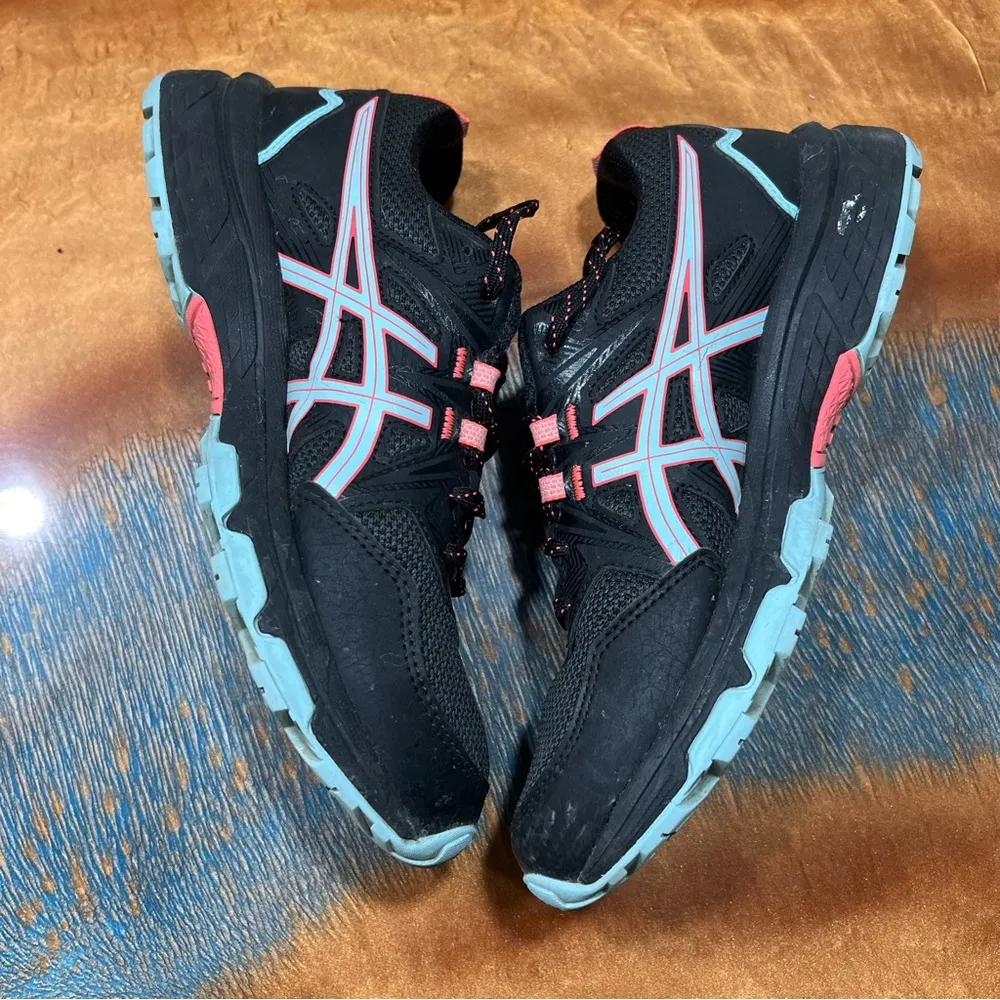 ASICS Gel-Venture 8 Black Pink blue Athletic Trail running shoes size 8.5 wide - Image 2