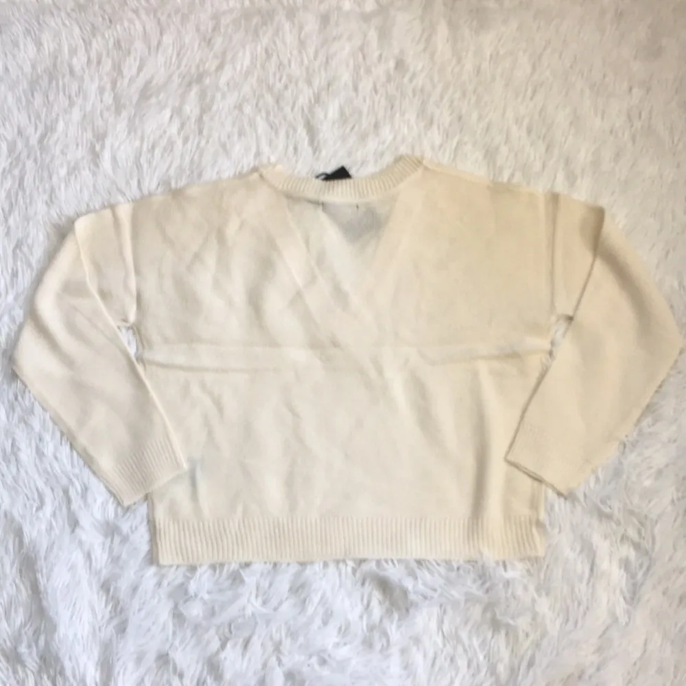 Brave Soul by Asos Kansas V Neck Knit Women’s Sweater Ivory size Small - Image 10