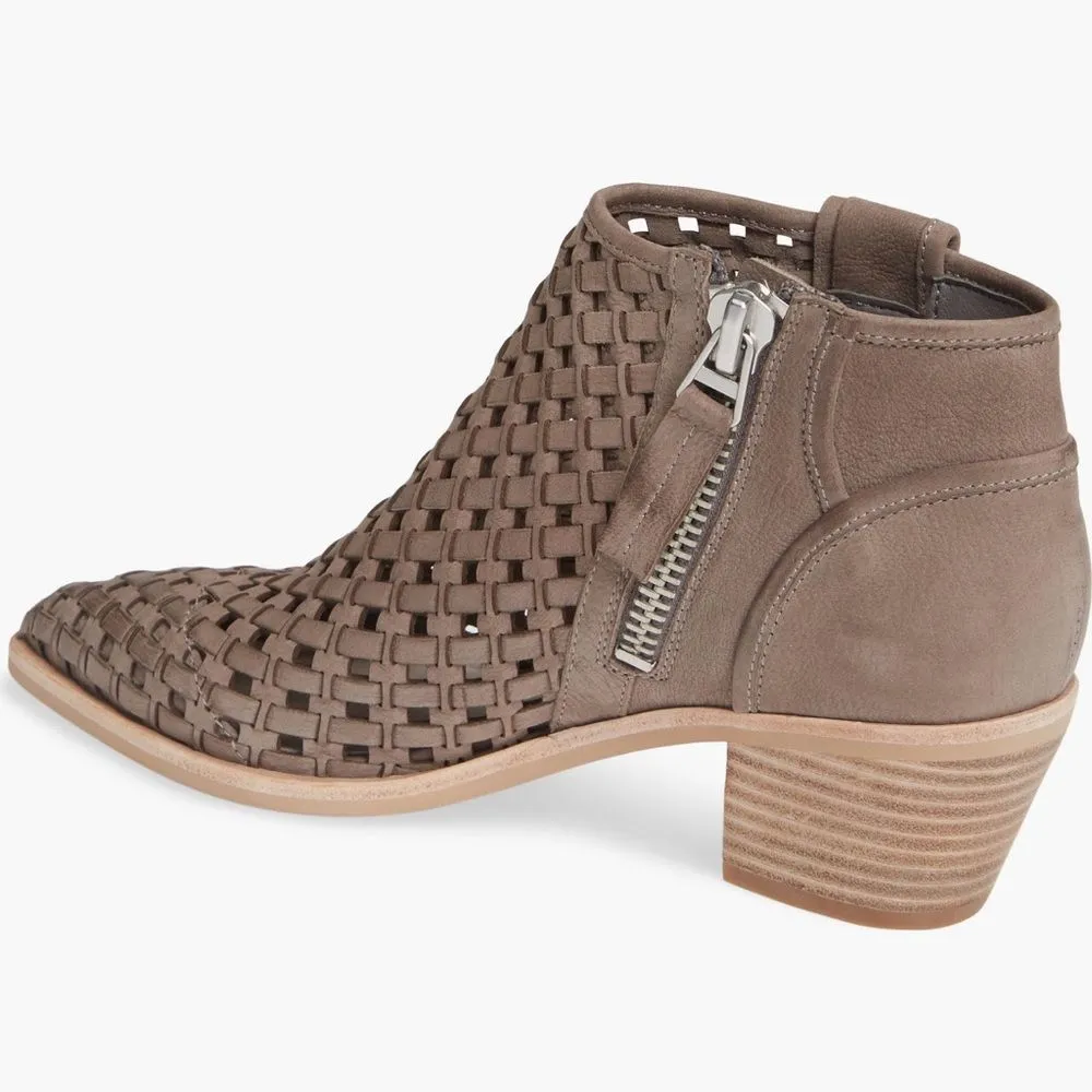 Dolce Vita Spence Nubuck Leather Woven Western Ankle Bootie, Taupe, Sz. 6 Tan - Image 2