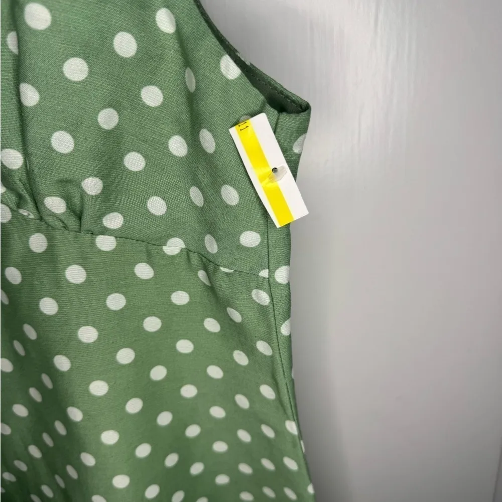 ASOS Design Green Linen Blend V-Neck Mini Slip Dress in Sage Spot Size 4 New - Image 5