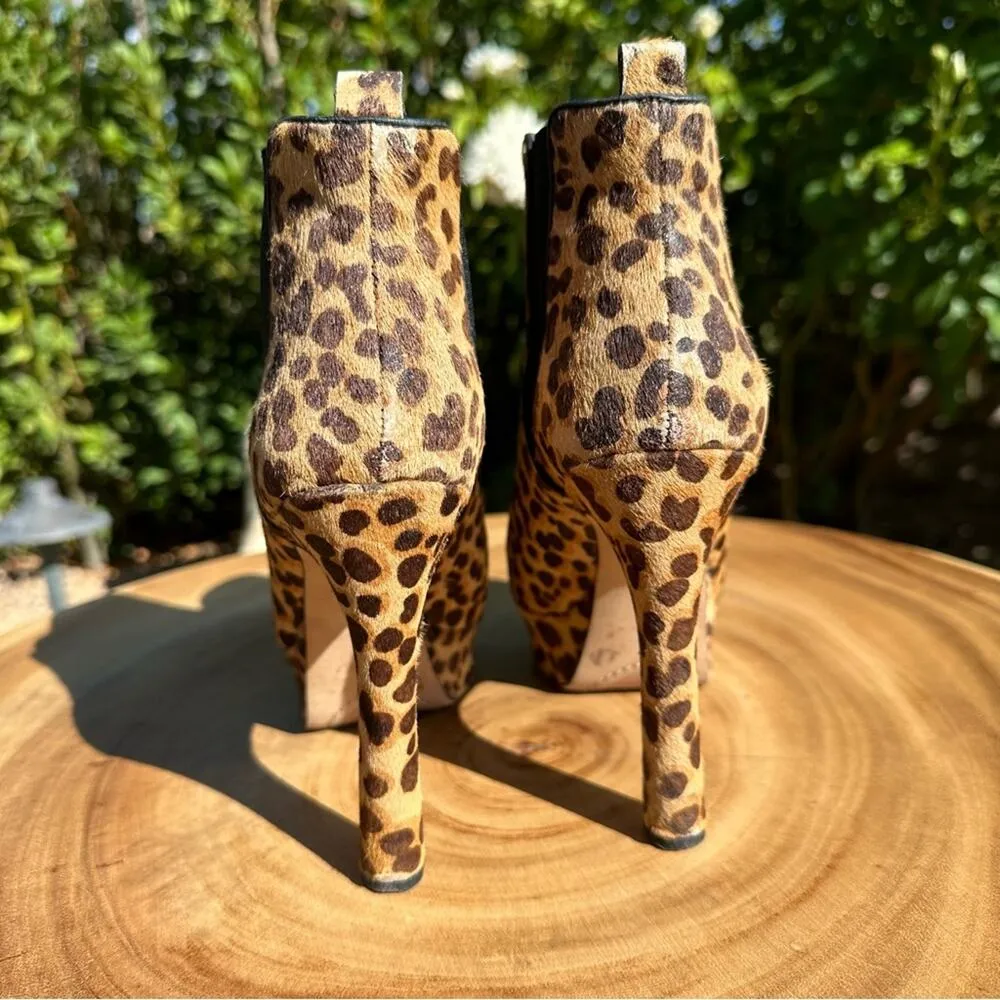 VINCE CAMUTO Leopard Print Cow Hair Leather Platform Boots Size 6 - Image 4
