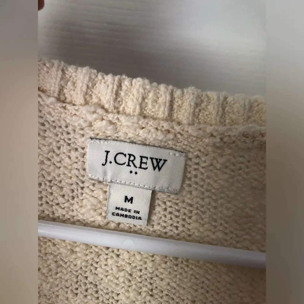 J. Crew V-neck slub sweater pullover women size M cotton blend - Image 5
