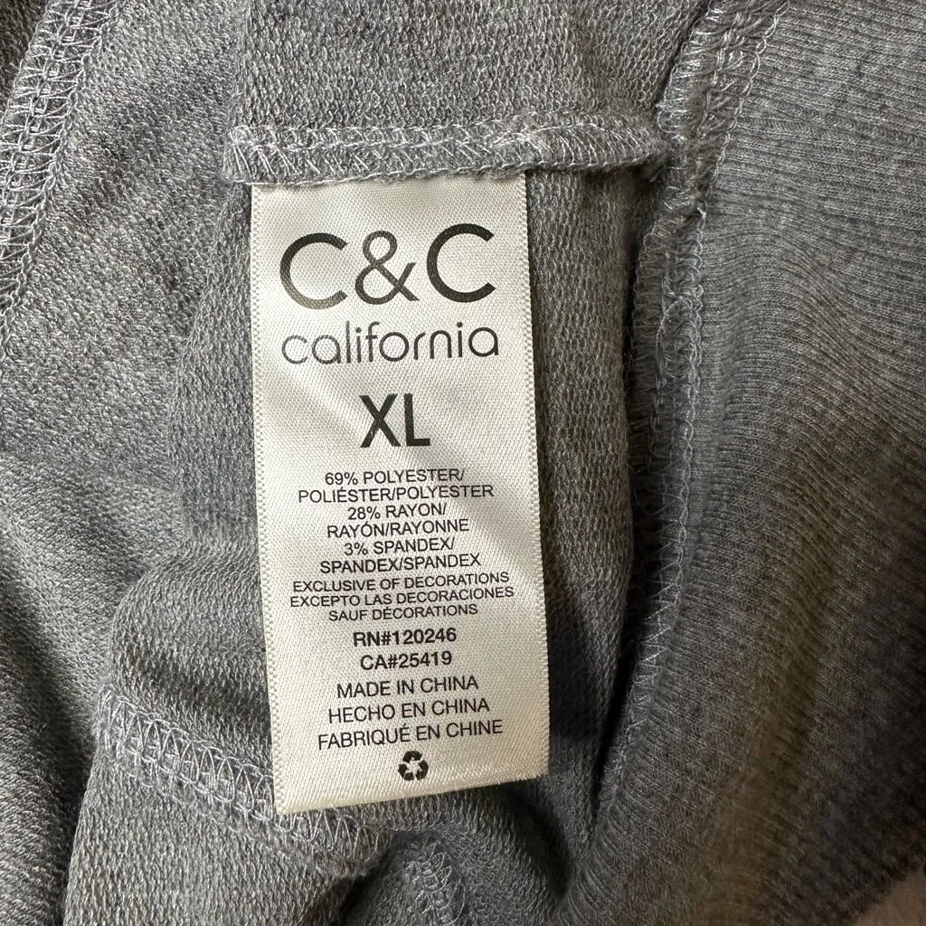 C&C California Sunshine & Champagne Sweatshirt in Gray Size XL Long Sleeve - Image 5
