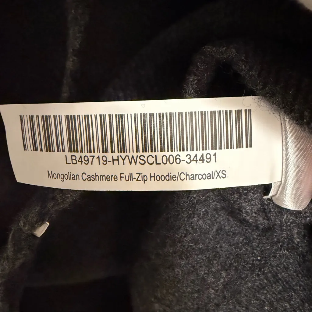 Quince 100% Mongolian Cashmere Hooded Zip Cardigan Sweater Gray Charcoal XS - Image 6