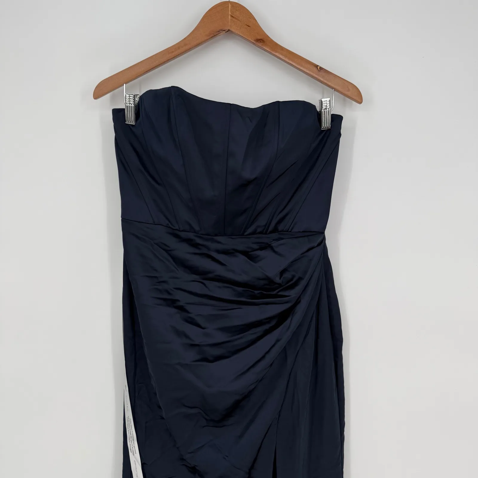 After Six Strapless Topstitched Corset Satin Maxi Dress With Draped Skirt Size 8 - Image 4