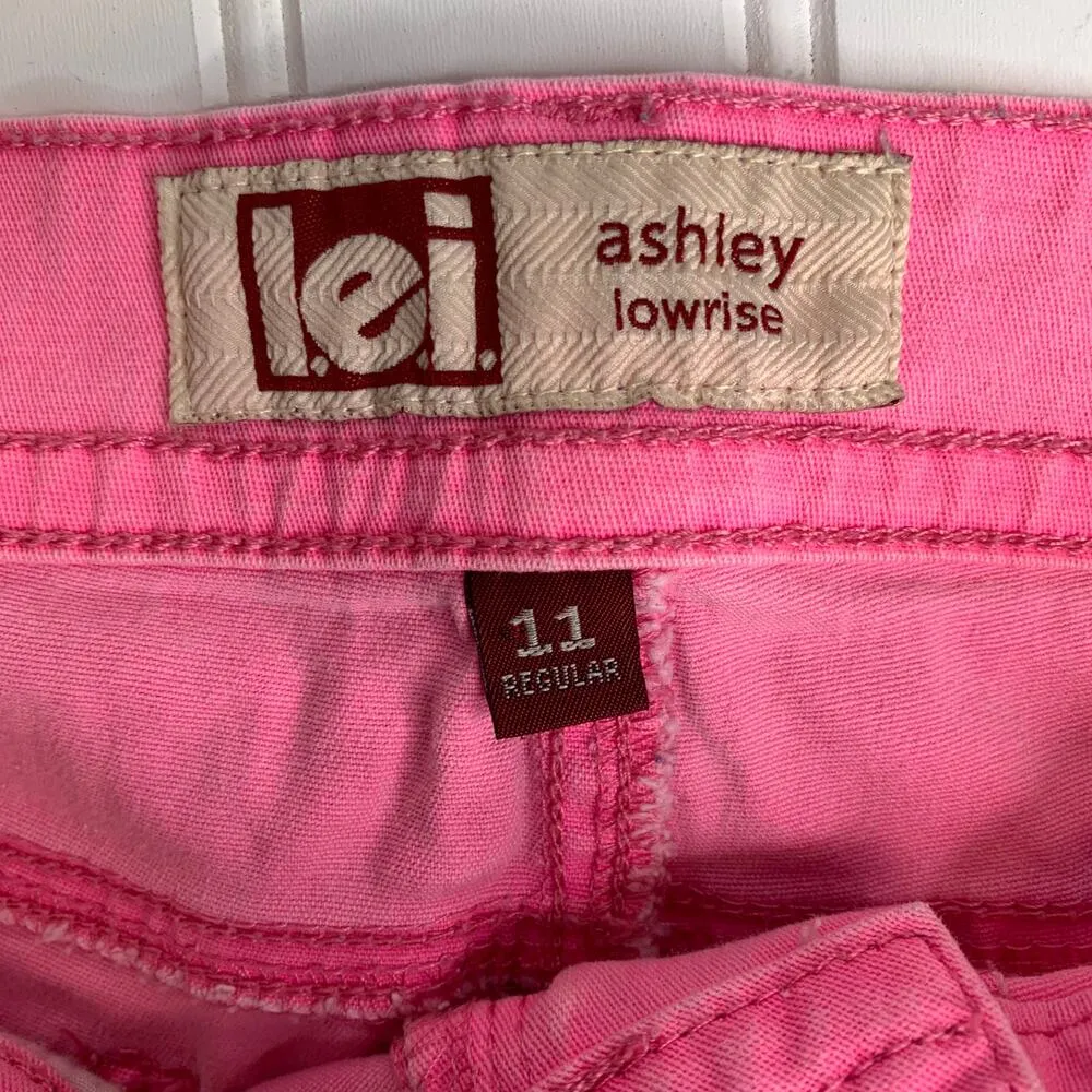 Y2K LEI Hot Pink Jean Short Cutoffs Sz 11 Stretch - Image 3