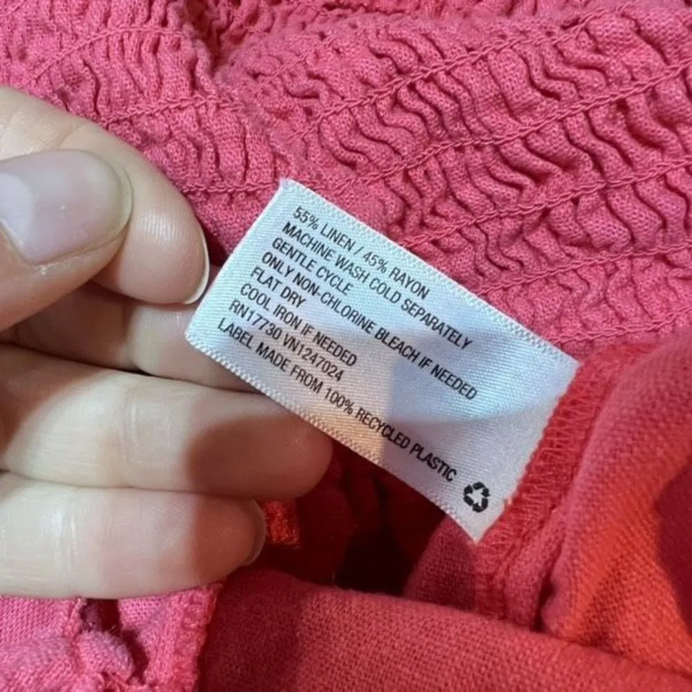 Xhilaration Womens Linen Blend Ruffle Sleeveless Wide Leg Jumpsuit Pink Sz Large - Image 6