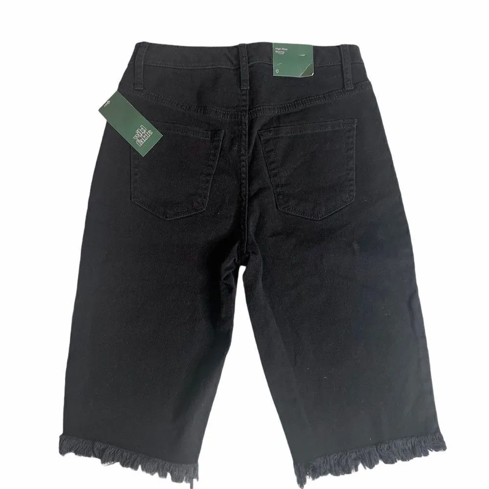 New! Wild Fable Black Frayed Jean Shorts Size 0 - Image 7