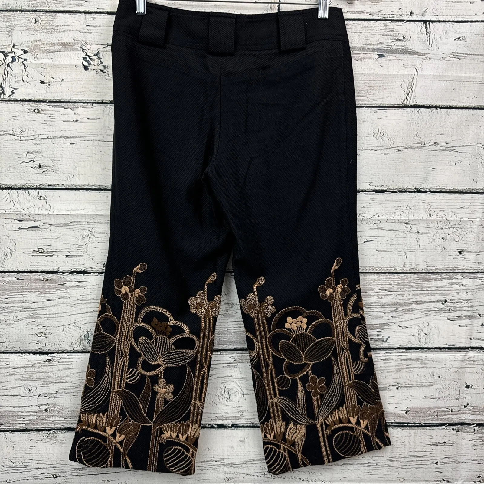 Nanette Lepore Black Ivory Floral‎ Embroidered Straight Leg Pant [Size 6] - Image 2