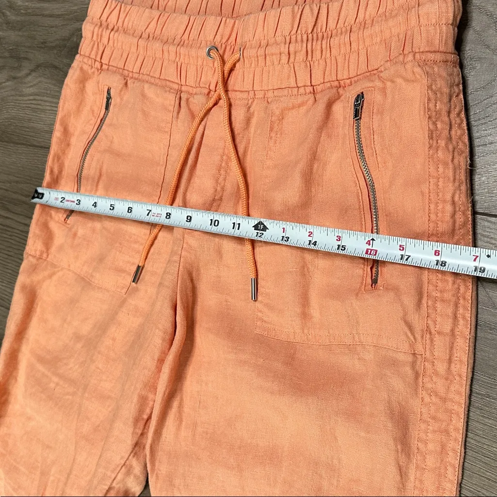 Athleta 27" Cabo Linen High Rise Tangerine Orange Jogger Pants Size 10 - Image 7