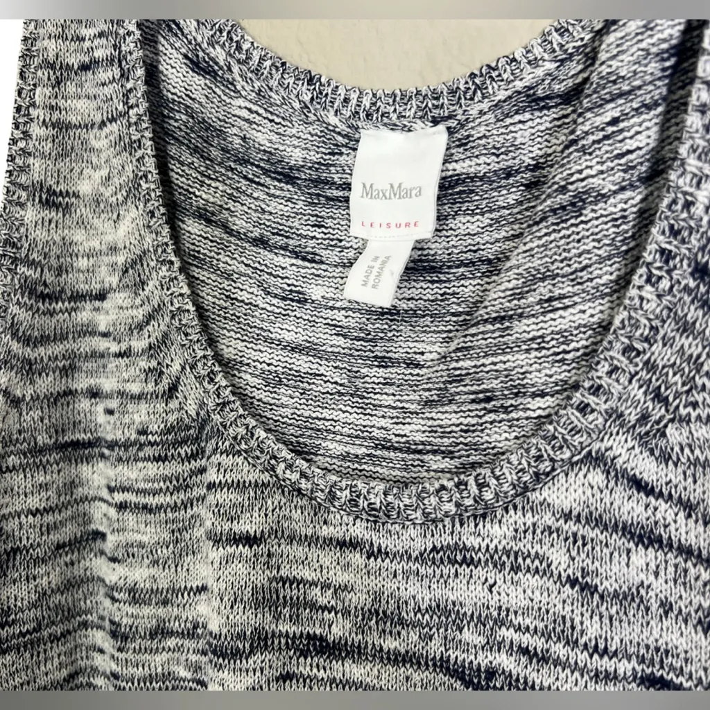 EUC MaxMara Leisure Tank Top Large Navy White Sweater Material - Image 3