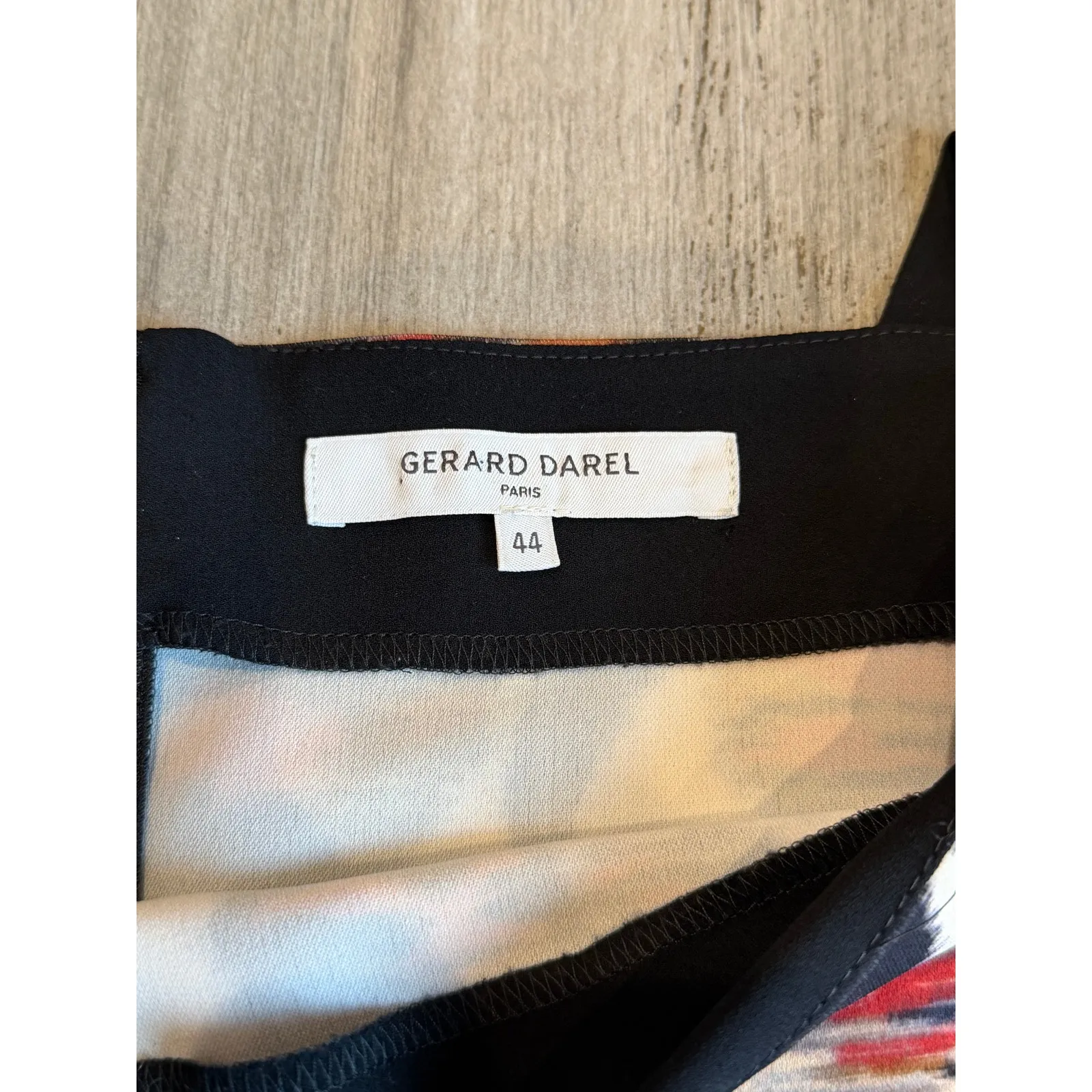 Gerard Darel Womens Shift Dress S Cream Black Abstract 3/4 Sleeve Chic Paris - Image 8