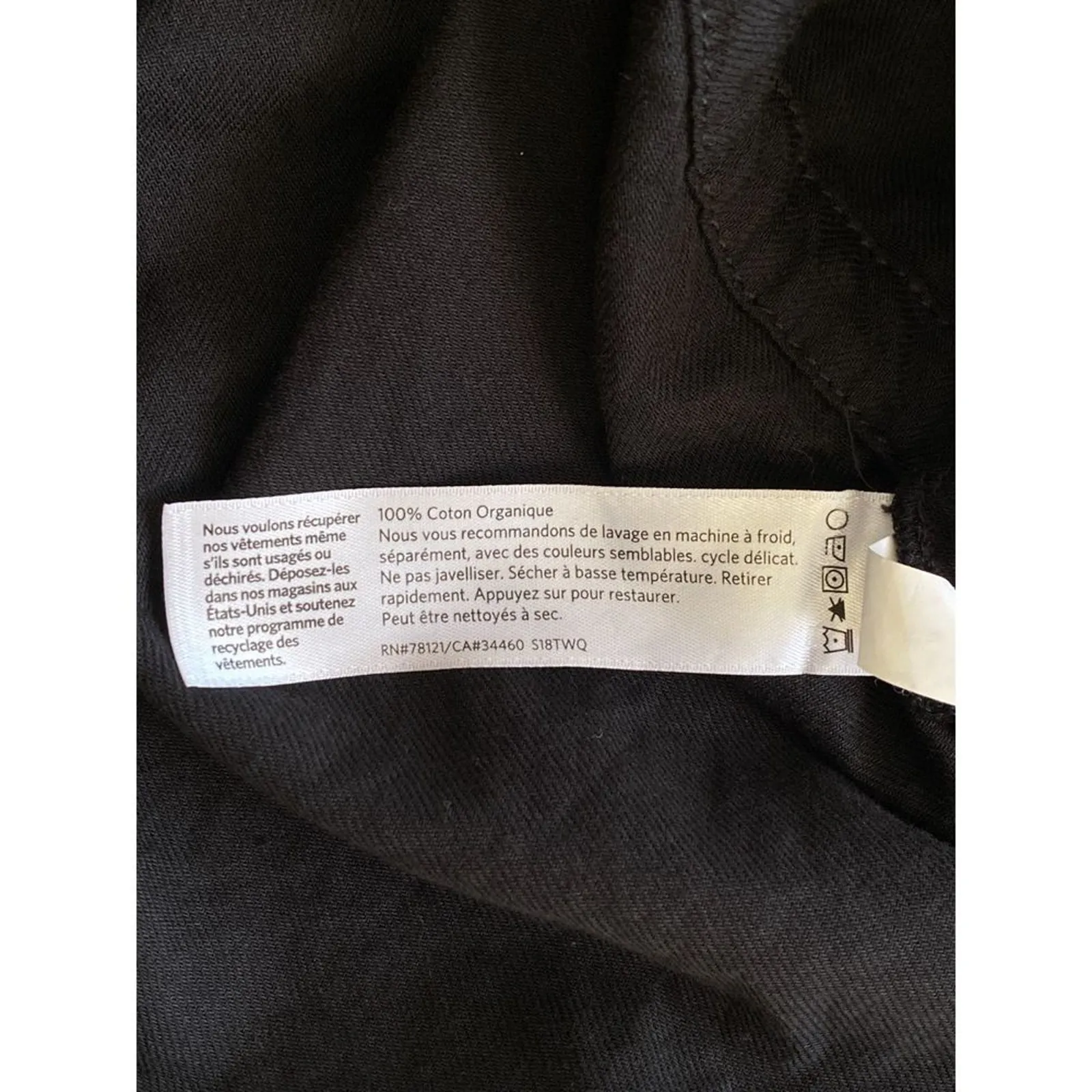 Eileen Fisher Organic Cotton Twill Shirttail Jacket Top in Black‎ Size Medium - Image 7