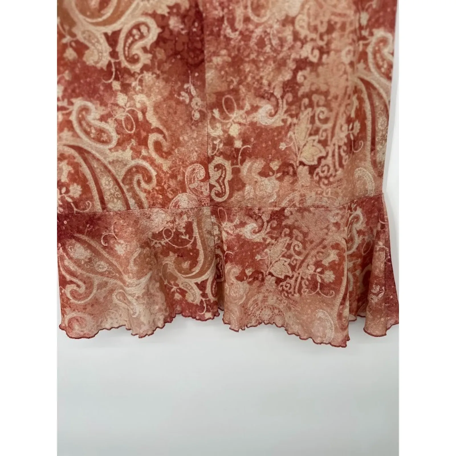 Vintage Paisley Asymmetric Y2K Hem Skirt Forest Fairy Whimsical Size Small USA - Image 5