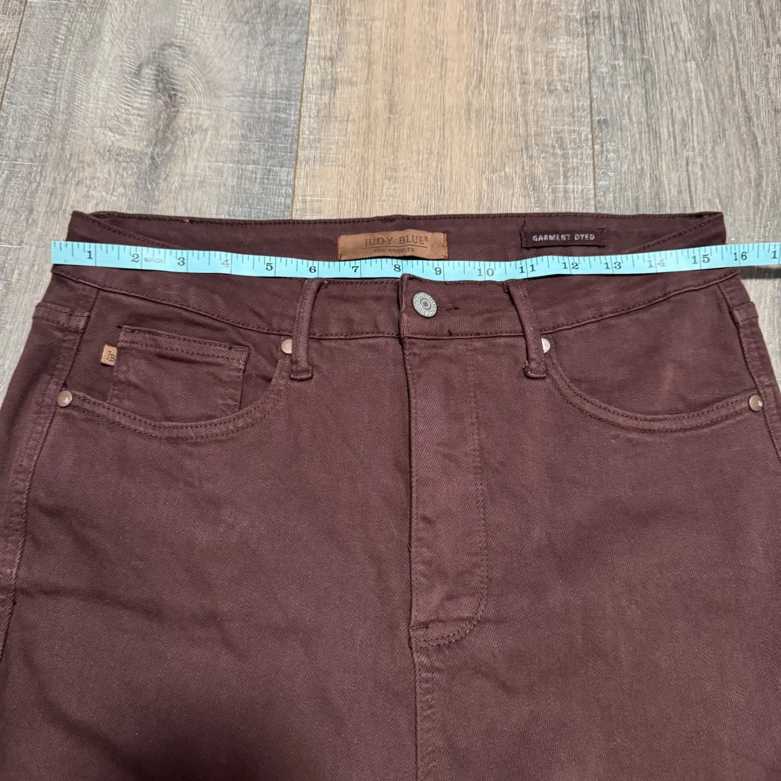 Judy Blue Garment Dyed Brown Jeans Women's 11/30 Flare Leg Raw Hem Boho JB88803 - Image 6